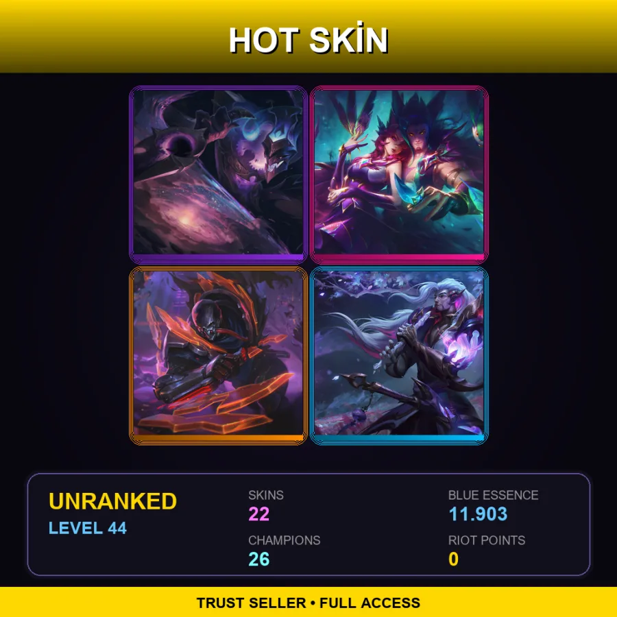 SG | Lv44 | Unranked | 22 Skin | 26 Champ