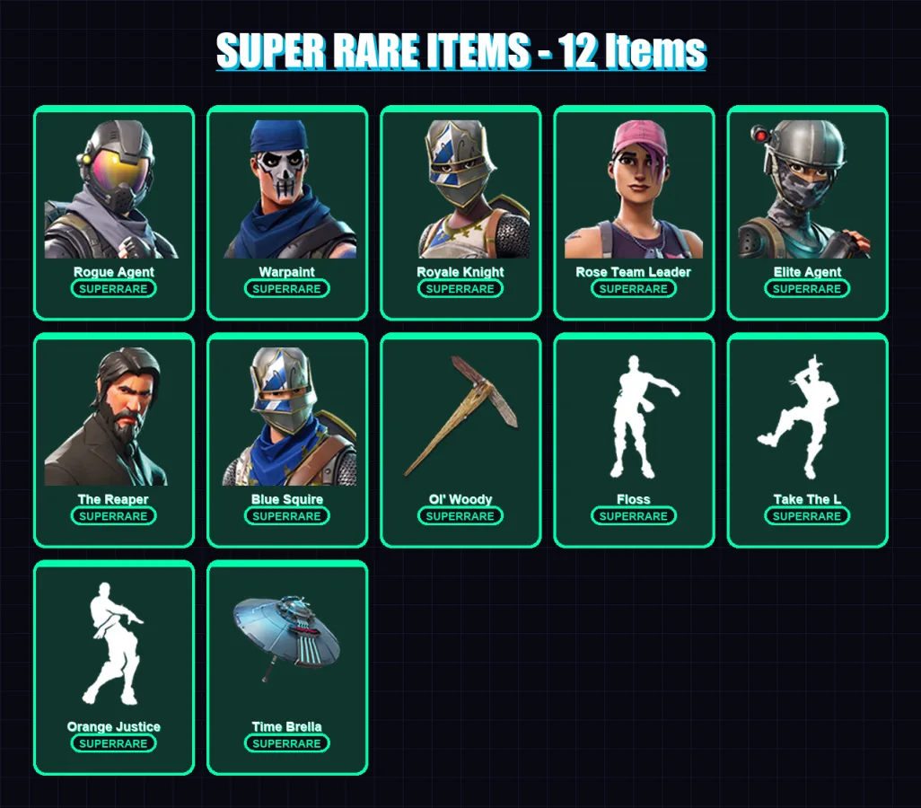 [PC/XBOX/PSN] | Rogue Agent | Warpaint | Royale Knight | Rose Team Leader | Elite Agent | 41 skin | 41 pickaxe | 54 emote | 58 glider | Lv655