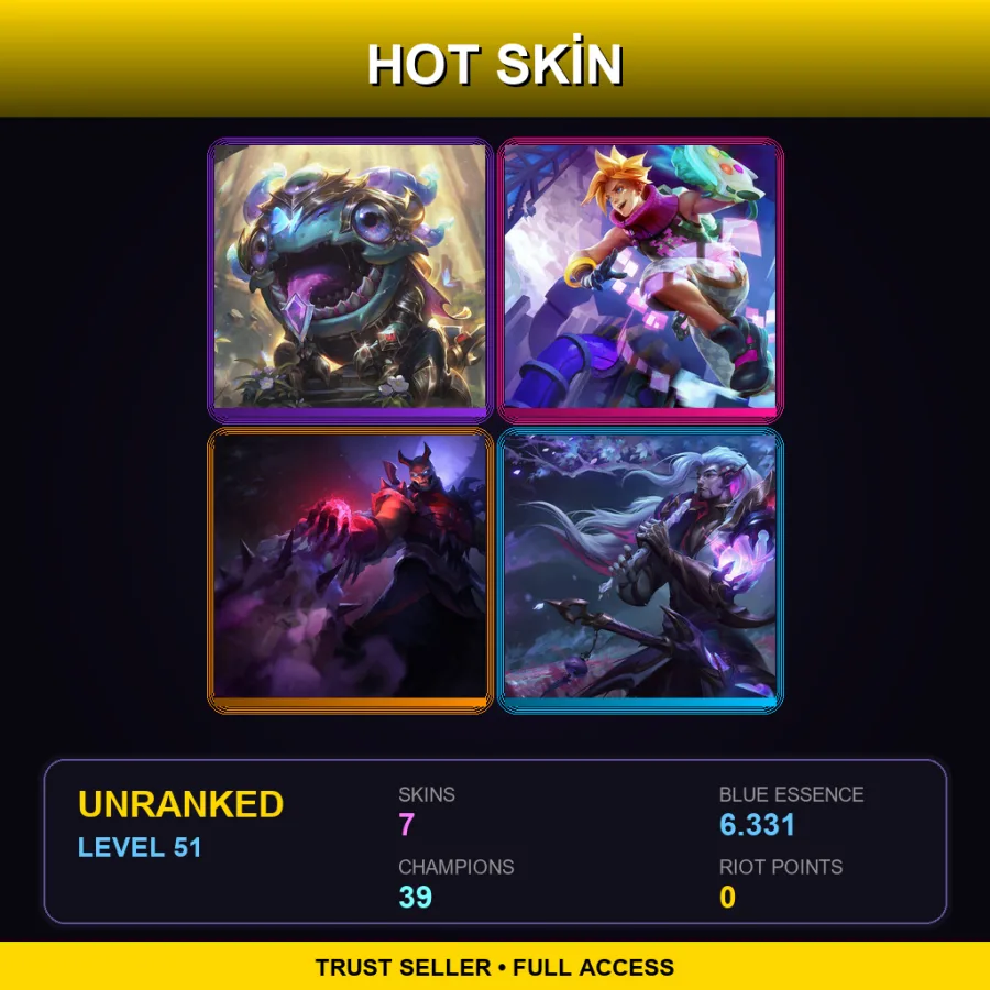 NA | Lv51 | Unranked | 7 Skin | 39 Champ — LoL account