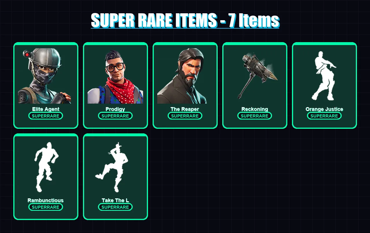 [PS4/PS5/XBOX/PC] | Elite Agent | Prodigy | The Reaper | Zenith | Sentinel | 50 skin | 32 pickaxe | 60 emote | 41 glider | Lv486
