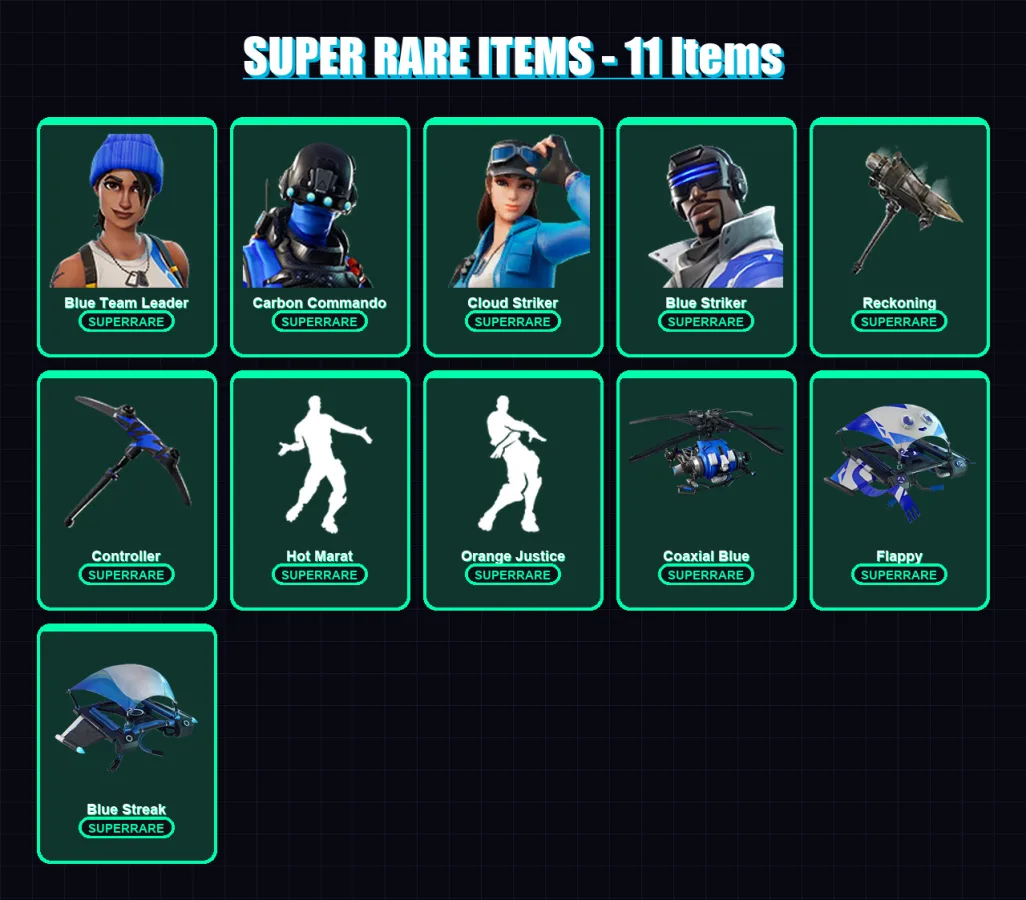[PS4/PS5/XBOX/PC] | Omega | Blue Team Leader | Carbon Commando | Cloud Striker | Blue Striker | 84 skin | 59 pickaxe | 67 emote | 70 glider | Lv910 — Fortnite account