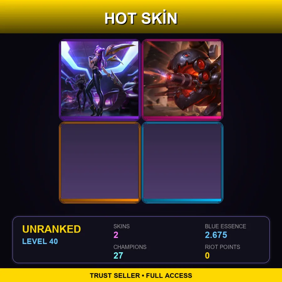 EUW | Lv40 | Unranked | 2 Skin | 27 Champ — LoL account