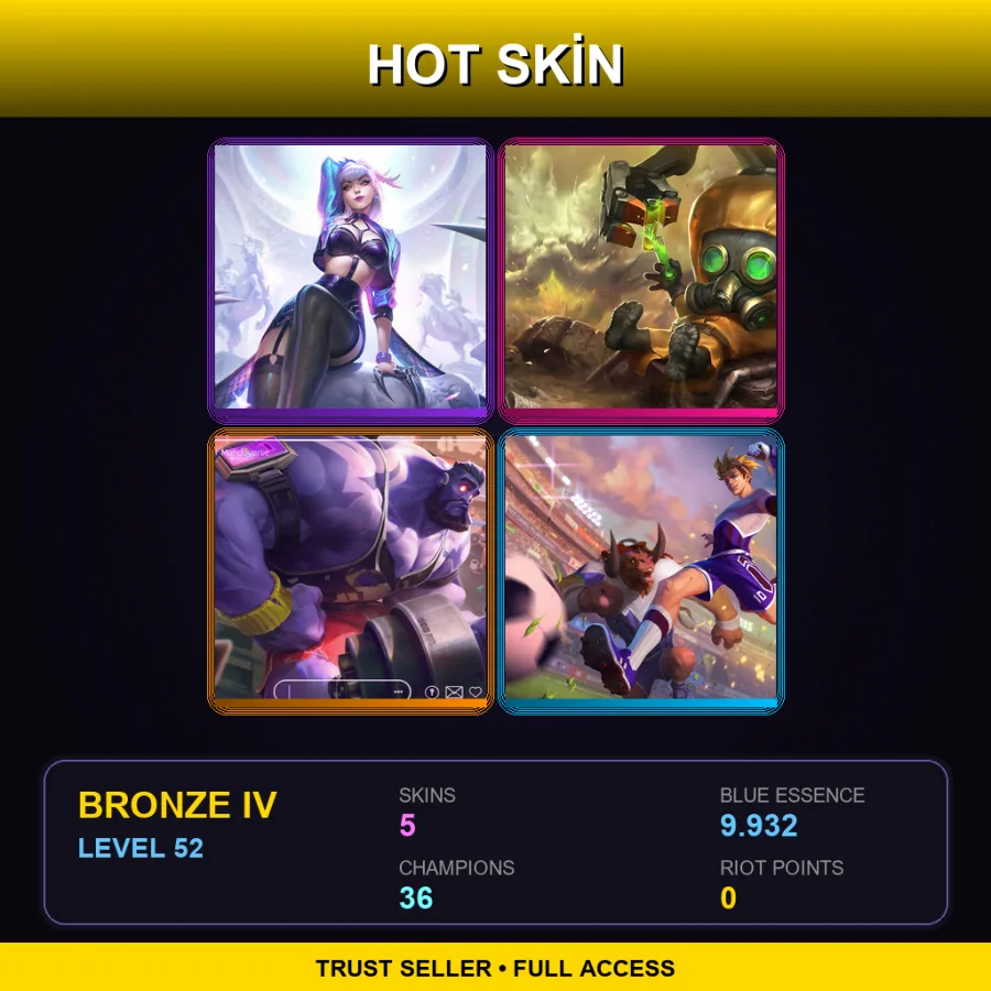EUNE | Lv52 | Bronze IV | 5 Skin | 36 Champ