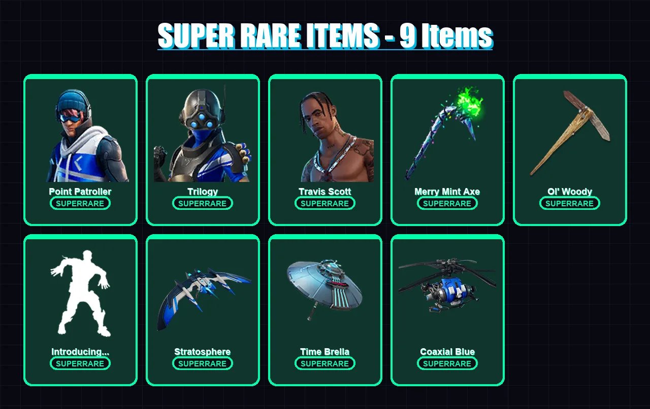 [PC/XBOX/PSN] | Point Patroller | Trilogy | Travis Scott | Fade | Era | 125 skin | 168 pickaxe | 122 emote | 106 glider | Lv2440
