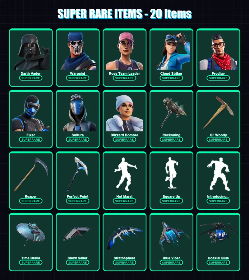 [PC] | Darth Vader | Warpaint | Rose Team Leader | Cloud Striker | Prodigy | 141 skin | 206 pickaxe | 164 emote | 155 glider | Lv1967
