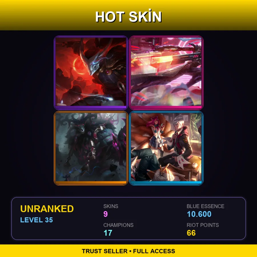 SG | Lv35 | Unranked | 9 Skin | 17 Champ — LoL account