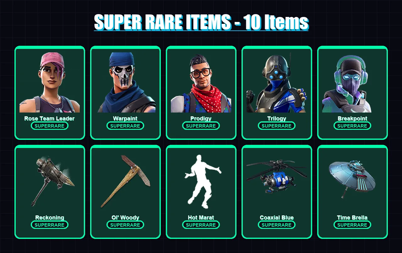[PC/XBOX] | Rose Team Leader | Warpaint | Prodigy | Trilogy | Breakpoint | 117 skin | 90 pickaxe | 113 emote | 102 glider | Lv1204