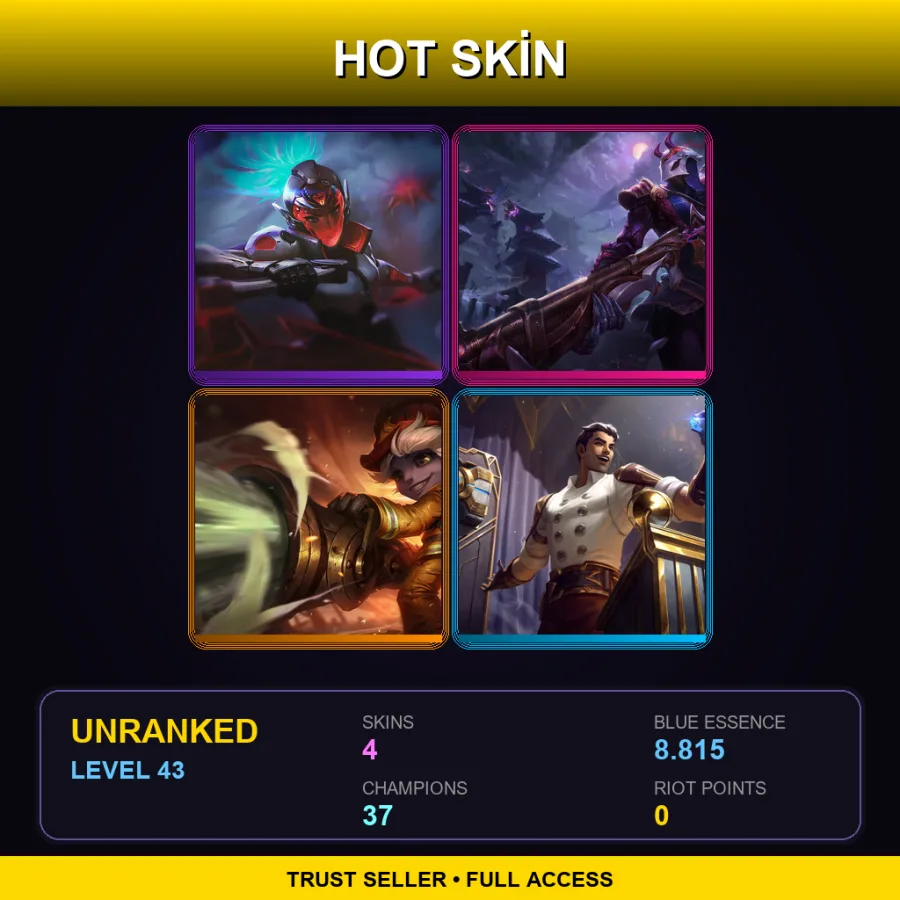 EUW | Lv43 | Unranked | 4 Skin | 37 Champ — Blood Moon Jhin