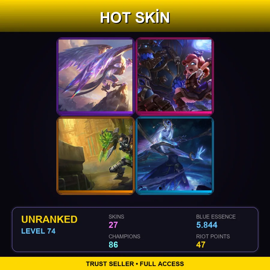 EUW | Lv74 | Unranked | 27 Skin | 86 Champ