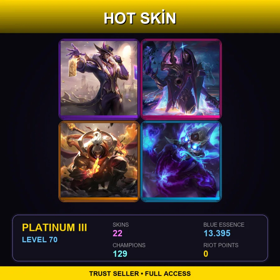 VN | Lv70 | Platinum III | 22 Skin | 129 Champ — LoL account