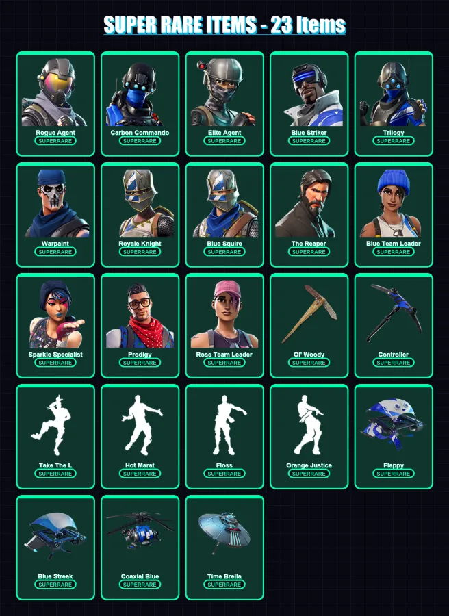 [PC/XBOX/PSN] | Rogue Agent | Carbon Commando | Elite Agent | Blue Striker | Trilogy | 131 skin | 127 pickaxe | 145 emote | 125 glider | Lv2254