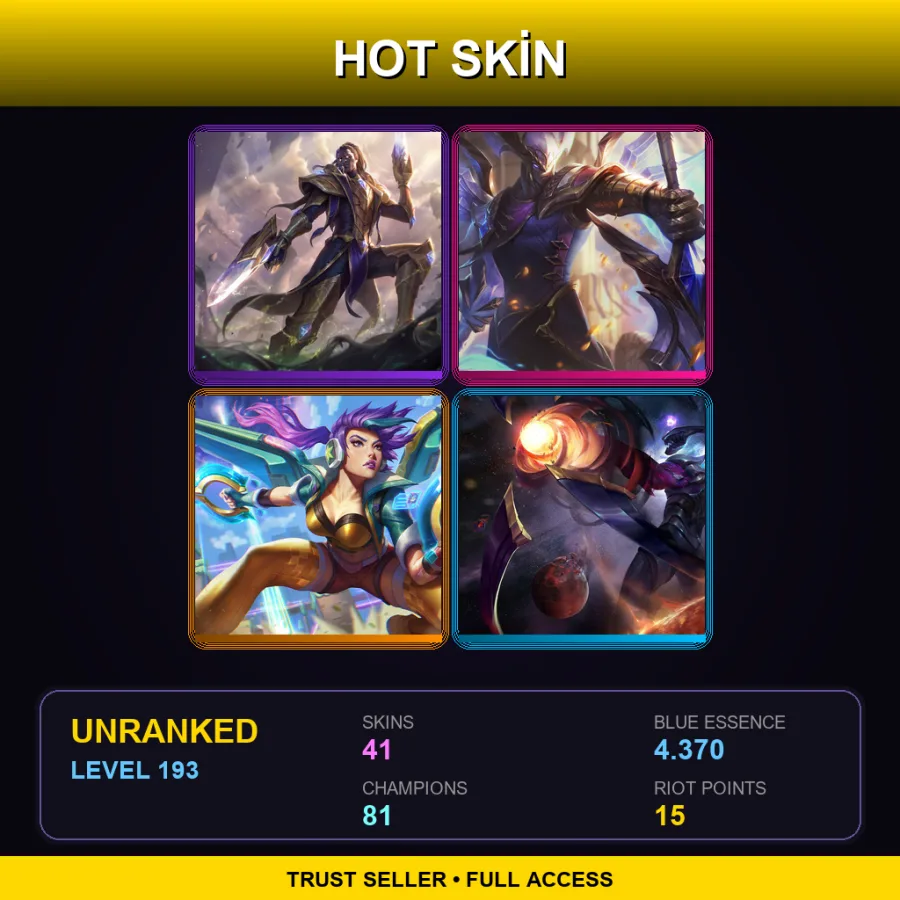 EUNE | Lv193 | Unranked | 41 Skin | 81 Champ — LoL account