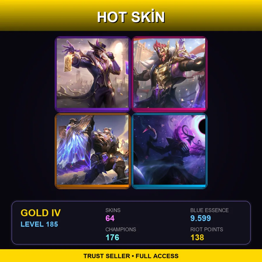 EUW | Lv185 | Gold IV | 64 Skin | 176 Champ