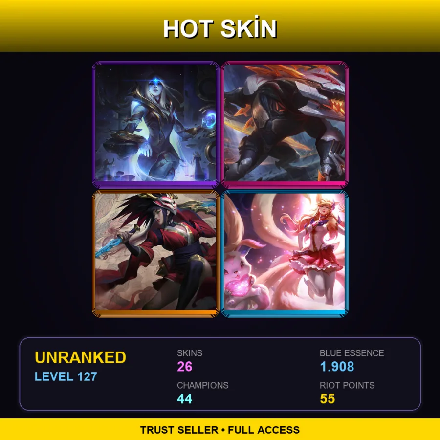 EUNE | Lv127 | Unranked | 26 Skin | 44 Champ