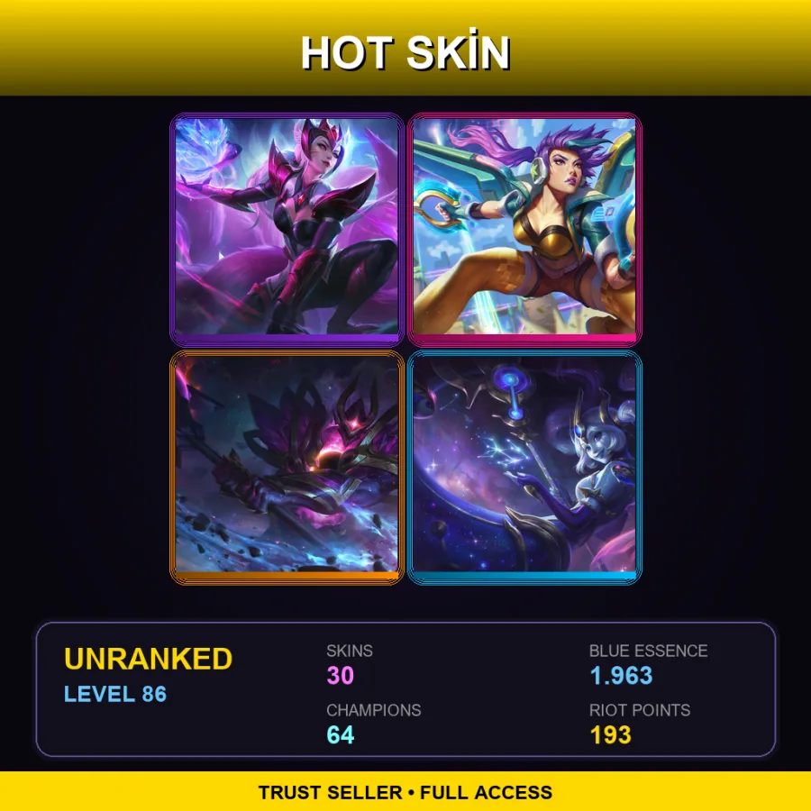 EUNE | Lv86 | Unranked | 30 Skin | 64 Champ