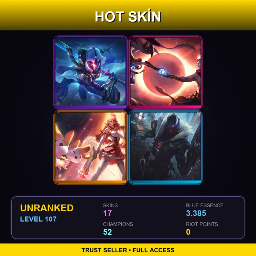 EUW | Lv107 | Unranked | 17 Skin | 52 Champ — Birdio