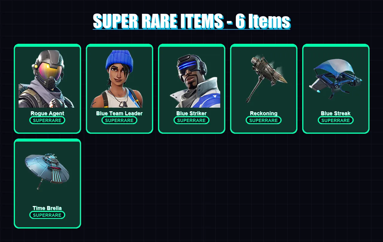 [PS4/PS5/XBOX/PC] | Rogue Agent | Blue Team Leader | Blue Striker | Wukong | Optimus Prime | 47 skin | 51 pickaxe | 70 emote | 60 glider | Lv970