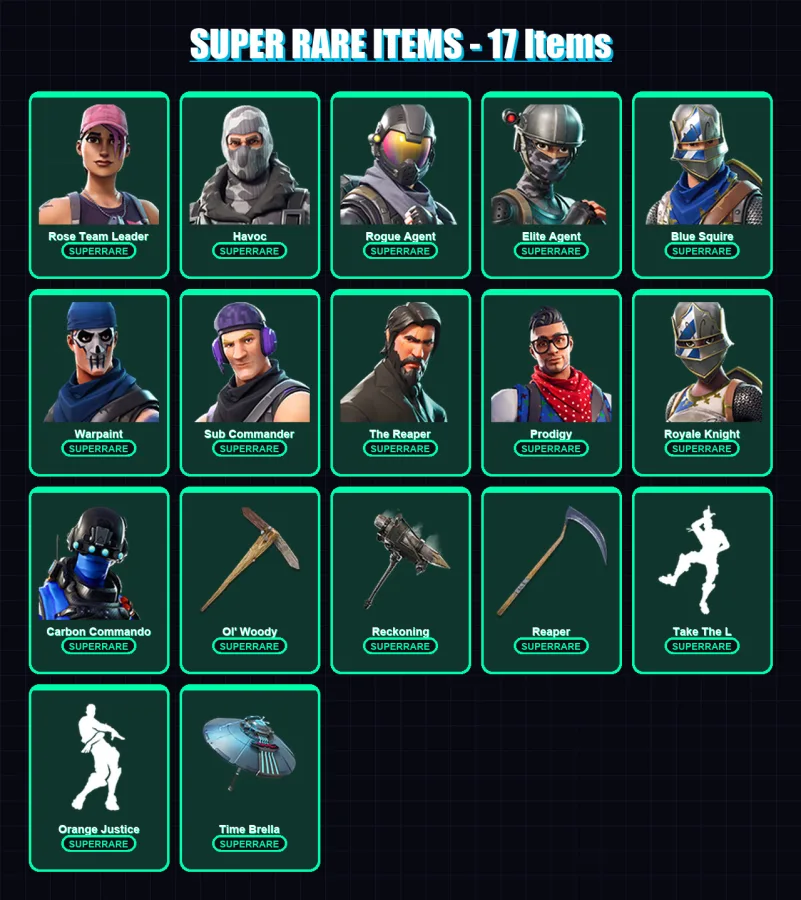 [PC/PSN] | Rose Team Leader | Havoc | Rogue Agent | Elite Agent | Blue Squire | 79 skin | 68 pickaxe | 48 emote | 63 glider | Lv813