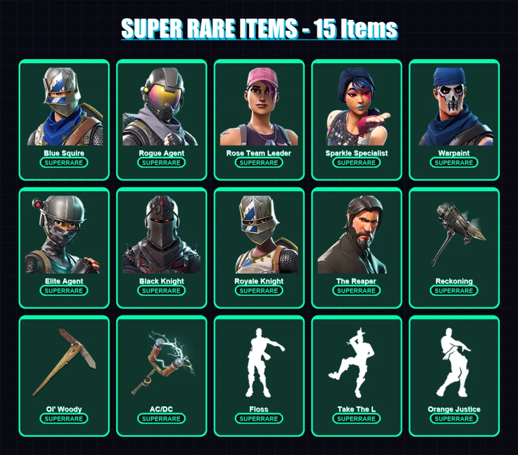 [PC/PSN] | Blue Squire | Rogue Agent | Rose Team Leader | Sparkle Specialist | Warpaint | 33 skin | 24 pickaxe | 32 emote | 24 glider | Lv212