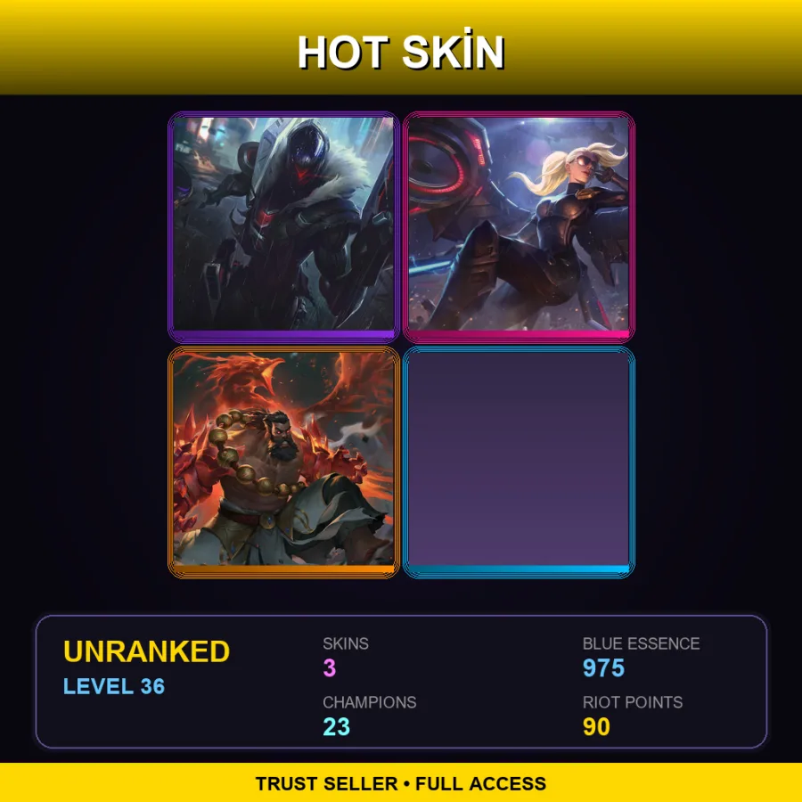 TR | Lv36 | Unranked | 3 Skin | 23 Champ