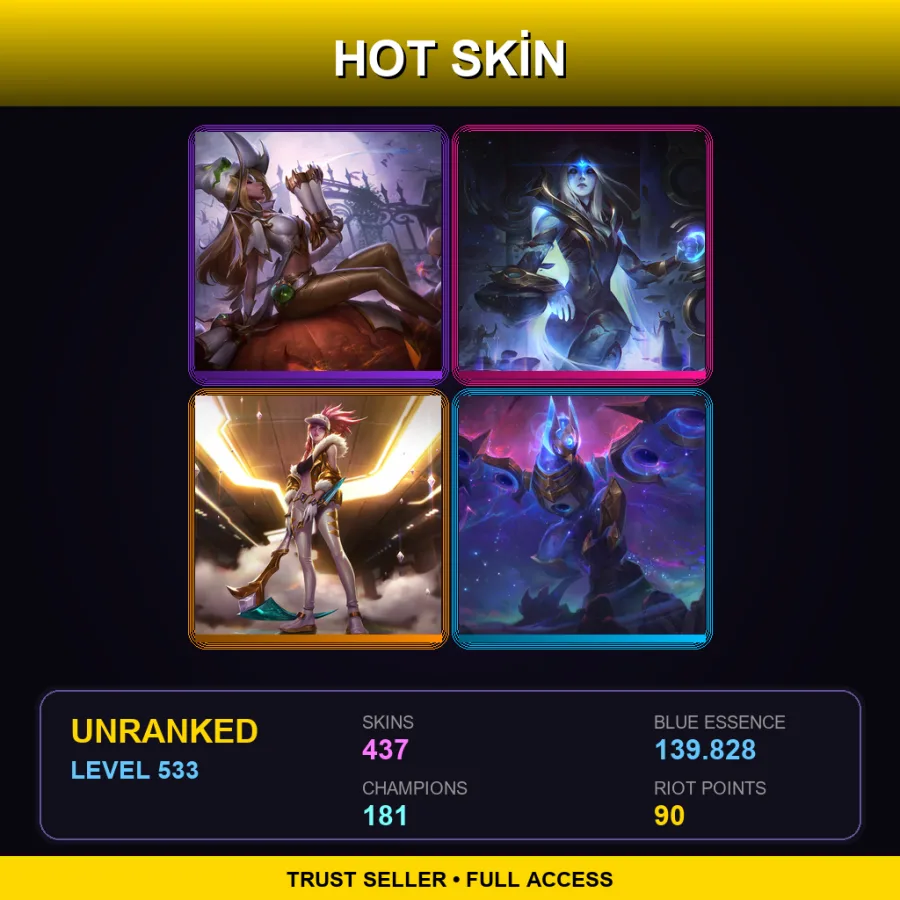 VN | Lv533 | Unranked | 437 Skin | 181 Champ — LoL account