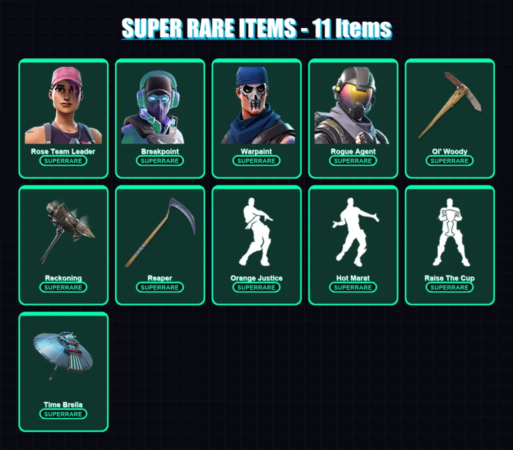 [PC/XBOX/PSN] | Rose Team Leader | Breakpoint | Warpaint | Rogue Agent | Spectra Knight | 214 skin | 220 pickaxe | 213 emote | 185 glider | Lv2833