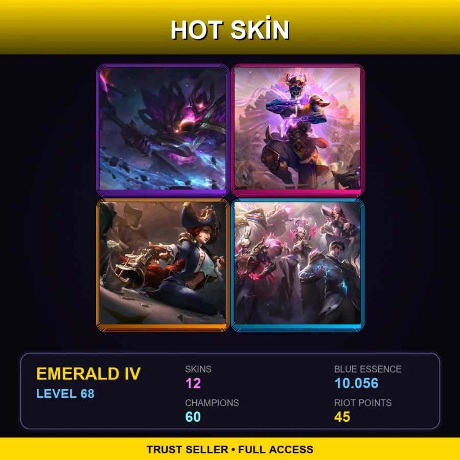 EUW | Lv68 | Emerald IV | 12 Skin | 60 Champ