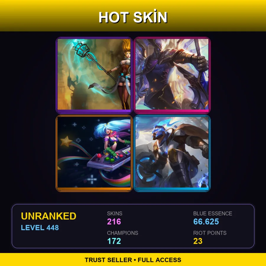 EUNE | Lv448 | Unranked | 216 Skin | 172 Champ