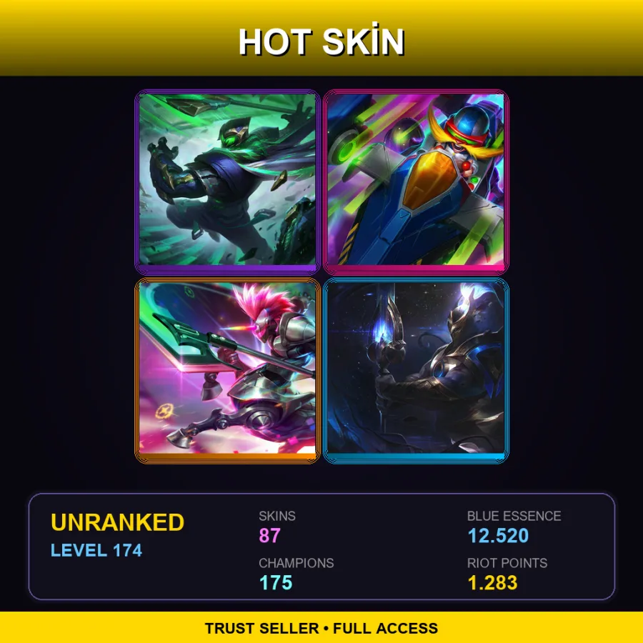 EUW | Conqueror Jax | Arcade Corki | Arcade Hecarim | Cosmic Defender Xin Zhao | 87 Skin | 175 Champ | Lv174
