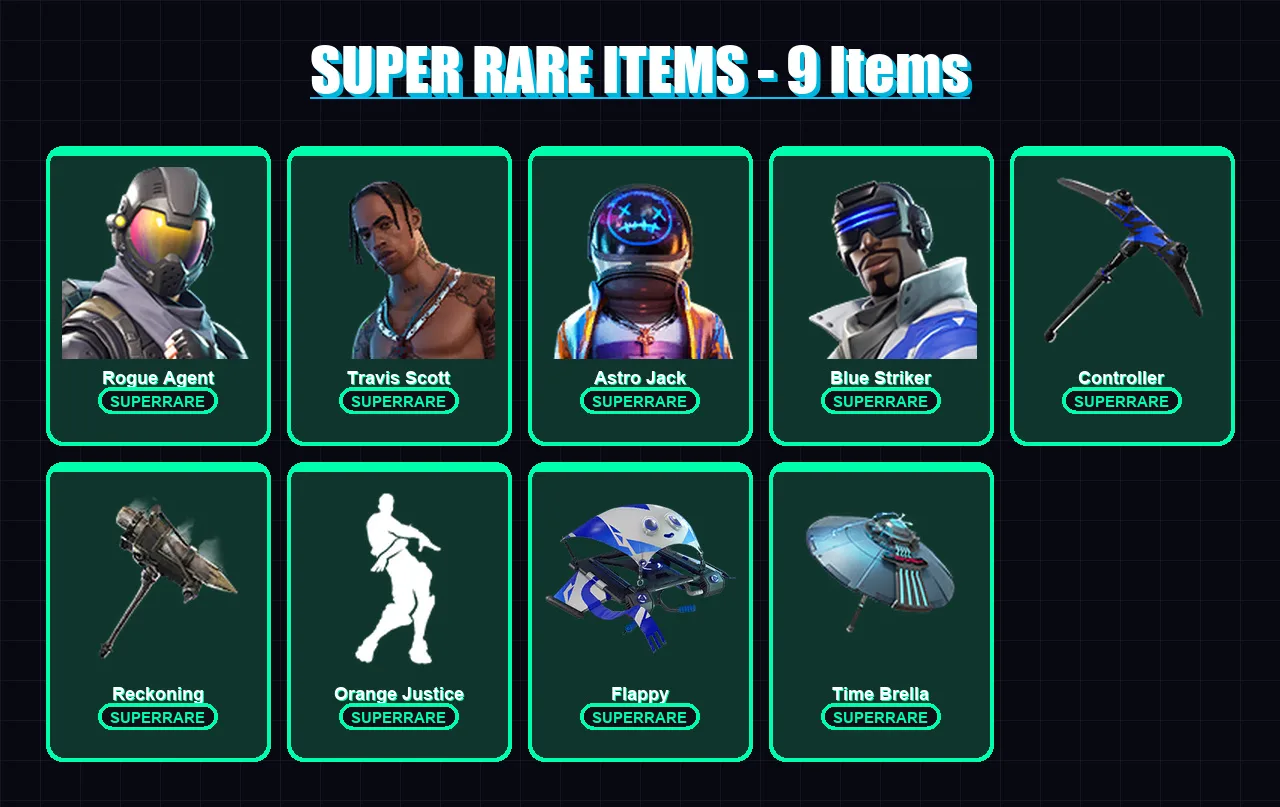[PS4/PS5/XBOX/PC] | Rogue Agent | Travis Scott | Astro Jack | Blue Striker | The Prisoner | 77 skin | 90 pickaxe | 82 emote | 90 glider | Lv1363