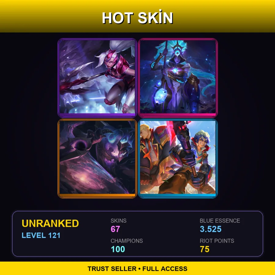 EUNE | Lv121 | Unranked | 67 Skin | 100 Champ — LoL account