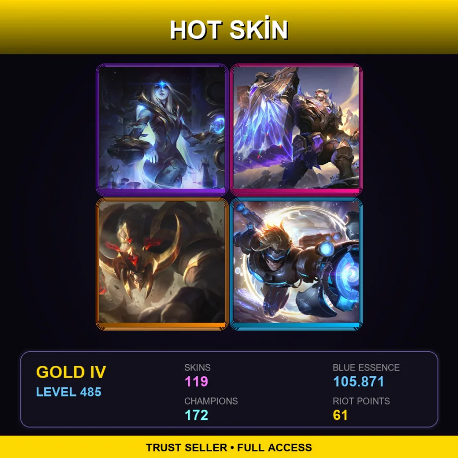 LAN | Lv485 | Gold IV | 119 Skin | 172 Champ