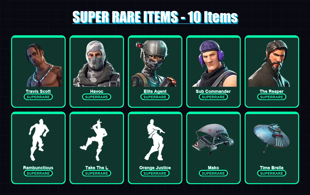 [PC/PSN] | Travis Scott | Havoc | Elite Agent | Sub Commander | The Reaper | 49 skin | 38 pickaxe | 51 emote | 44 glider | Lv635