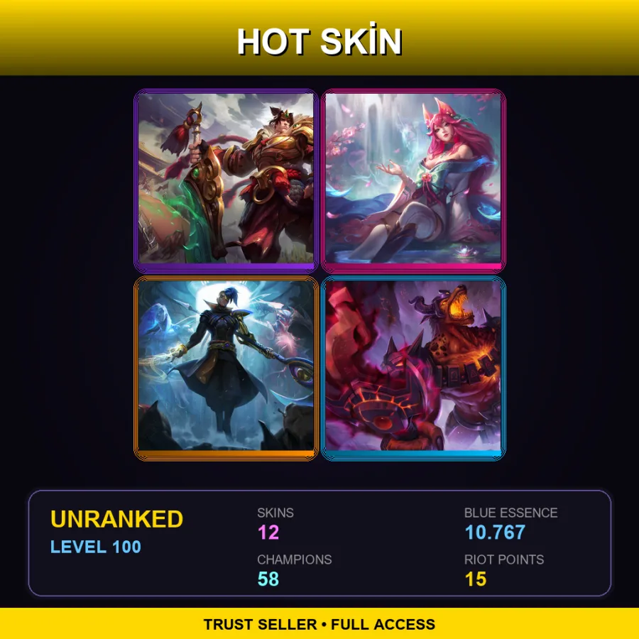 TR | Lv100 | Unranked | 12 Skin | 58 Champ