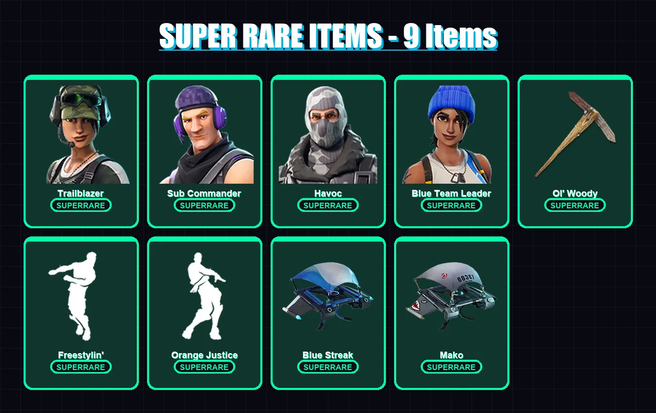 [PC/XBOX/PSN] | Trailblazer | Sub Commander | Havoc | Blue Team Leader | Ruin | 53 skin | 112 pickaxe | 81 emote | 85 glider | Lv1221