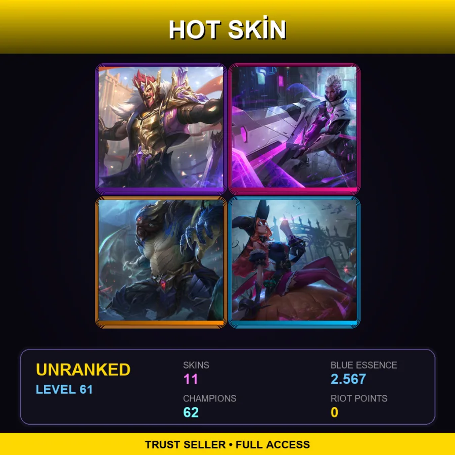 NA | Lv61 | Unranked | 11 Skin | 62 Champ — Bewitching Miss Fortune