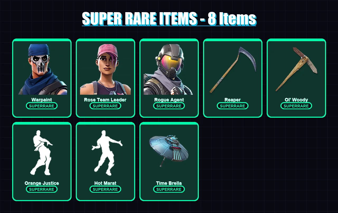 [PC/XBOX/PSN] | Warpaint | Rose Team Leader | Rogue Agent | Carbide | Omega | 86 skin | 75 pickaxe | 66 emote | 70 glider | Lv875