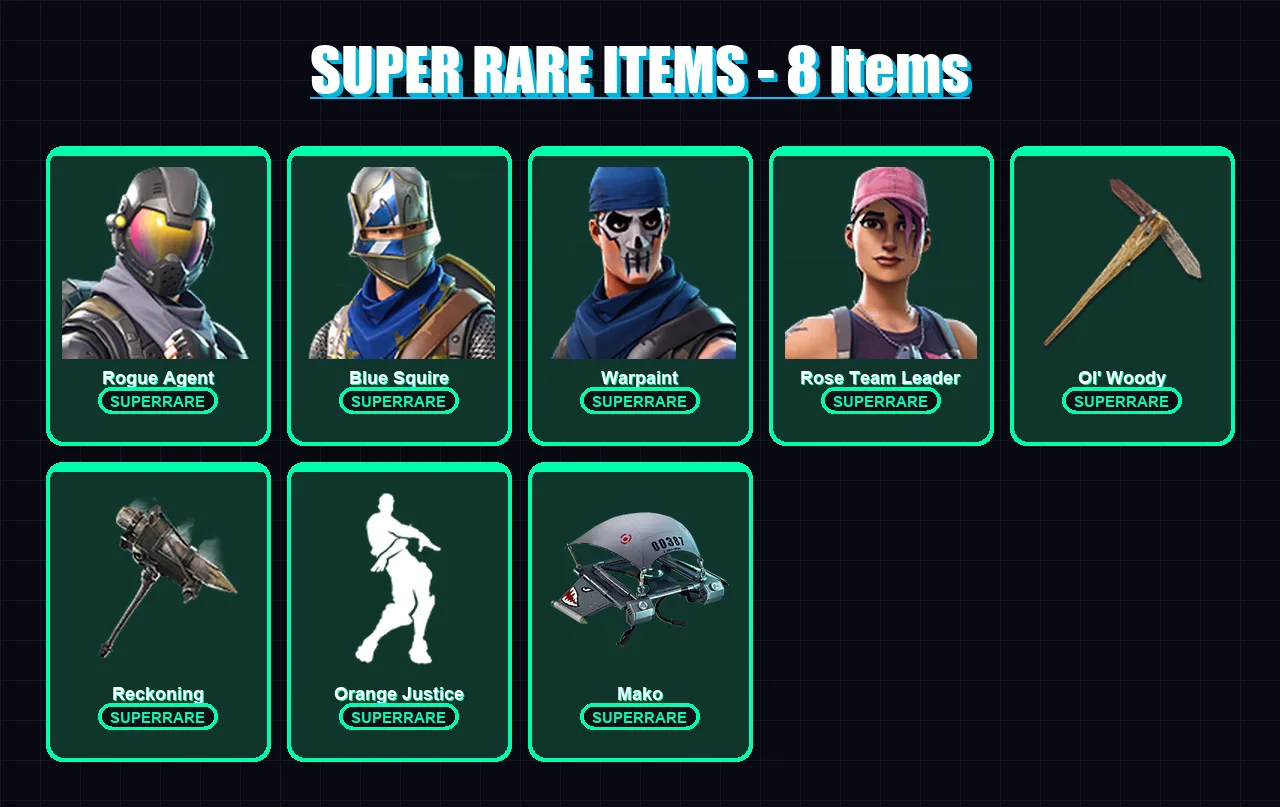 [PS4/PS5/XBOX/PC] | Rogue Agent | Blue Squire | Warpaint | Rose Team Leader | The Foundation | 37 skin | 48 pickaxe | 40 emote | 52 glider | Lv754