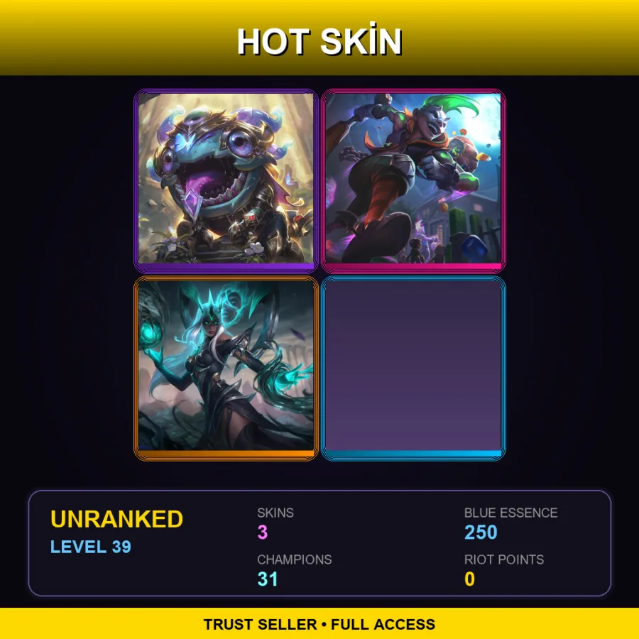 NA | Lv39 | Unranked | 3 Skin | 31 Champ