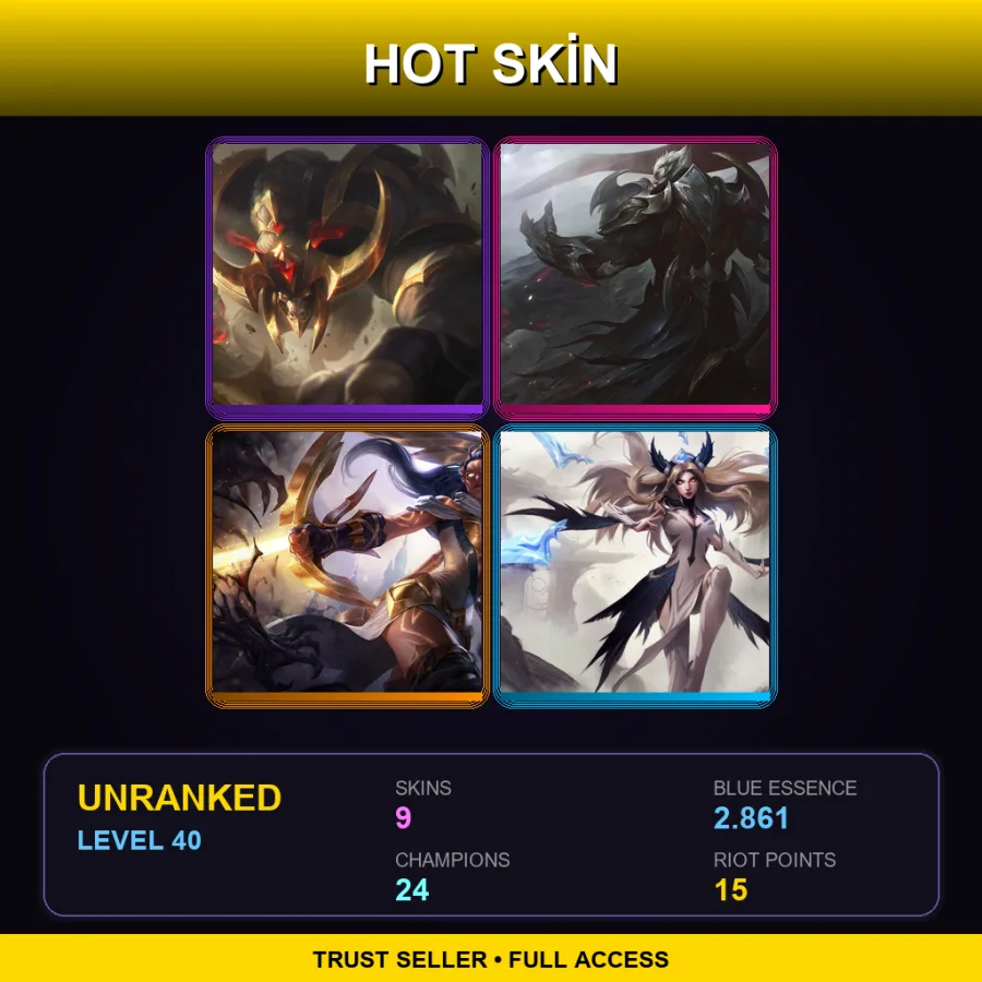 LAN | Lv40 | Unranked | 9 Skin | 24 Champ