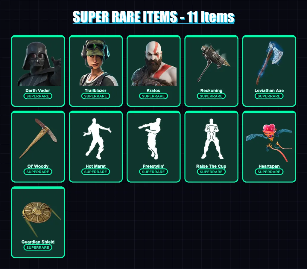[PC/XBOX/PSN] | Darth Vader | Trailblazer | Kratos | Vi | Singularity | 226 skin | 210 pickaxe | 161 emote | 161 glider | Lv2095