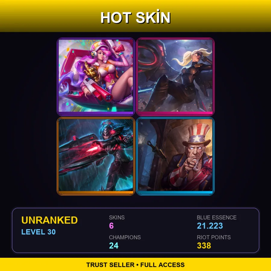 LAS | Lv30 | Unranked | 6 Skin | 24 Champ — LoL account