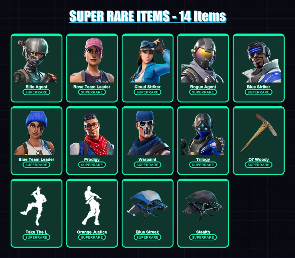 [PS4/PS5/XBOX/PC] | Elite Agent | Rose Team Leader | Cloud Striker | Rogue Agent | Blue Striker | 53 skin | 50 pickaxe | 56 emote | 51 glider | Lv83