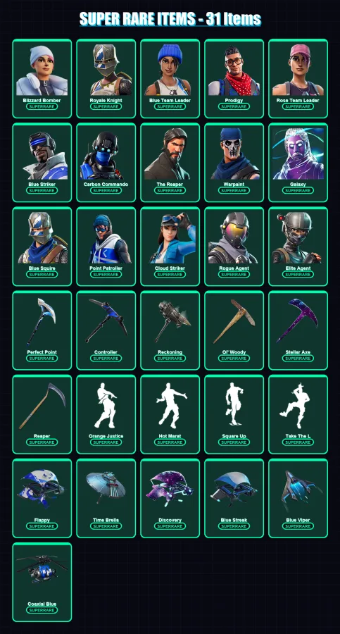 [PS4/PS5/XBOX/PC] | Blizzard Bomber | Royale Knight | Blue Team Leader | 108 skin | Lv904