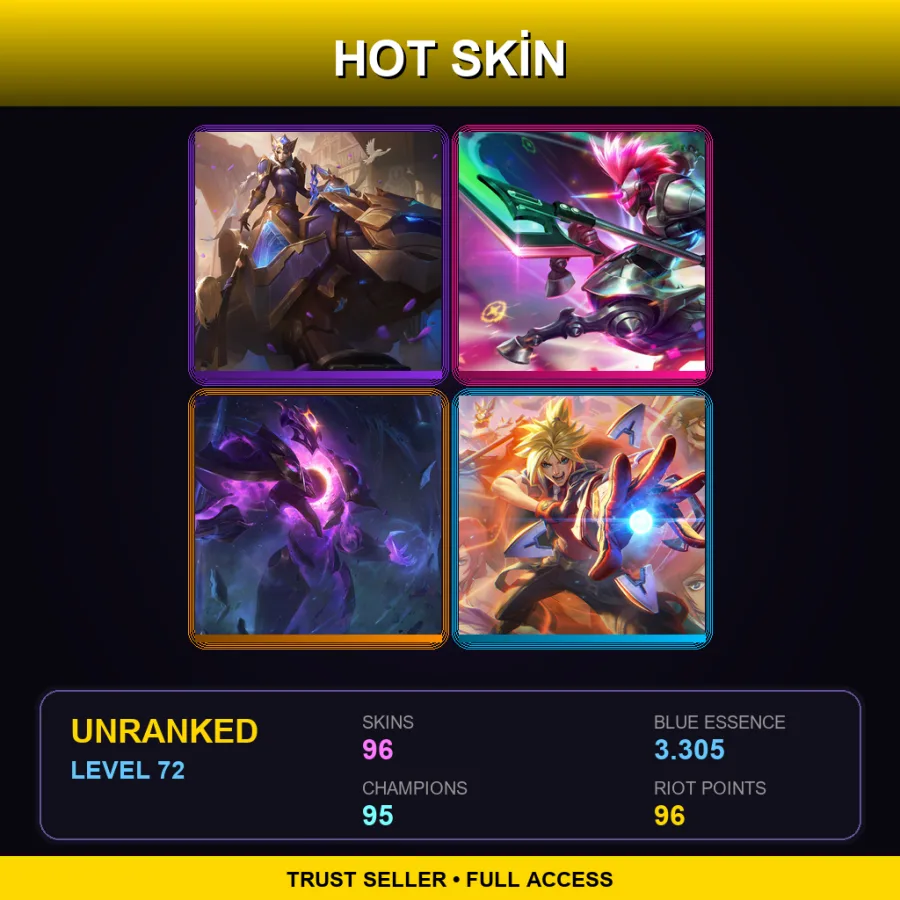 EUW | Lv72 | Unranked | 96 Skin | 95 Champ