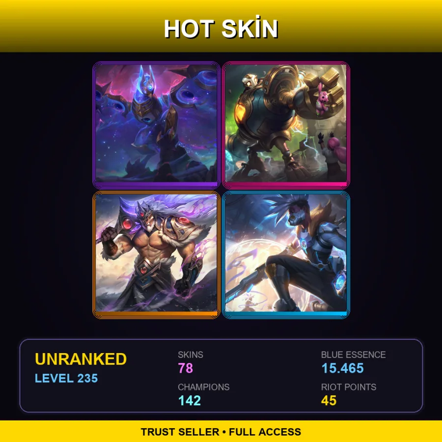 EUW | Lv235 | Unranked | 78 Skin | 142 Champ — LoL account