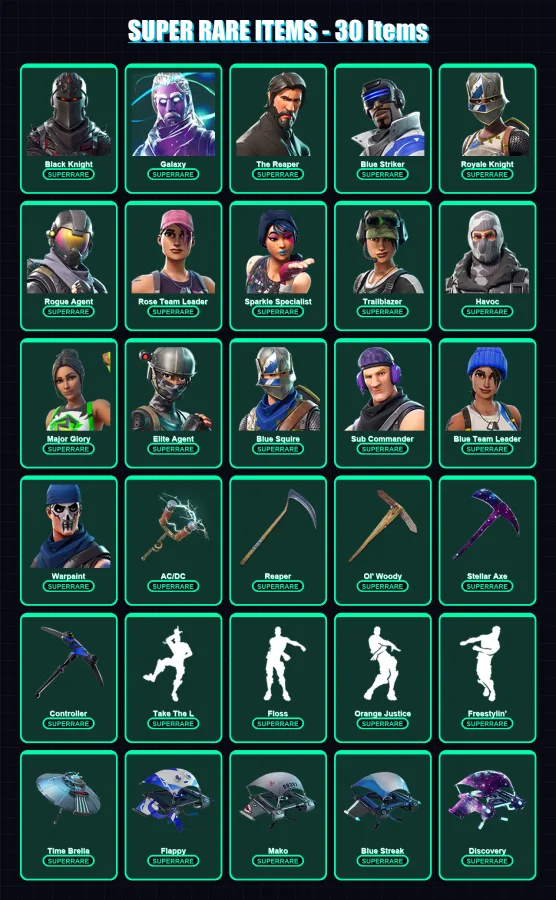 [PC/XBOX/PSN] | Black Knight | Galaxy | The Reaper | Blue Striker | Royale Knight | 94 skin | 102 pickaxe | 89 emote | 103 glider | Lv1552 — Fortnite account