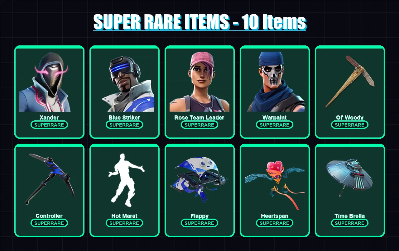 [PC/XBOX] | Xander | Blue Striker | Rose Team Leader | Warpaint | The Ice King | 54 skin | 82 pickaxe | 70 emote | 73 glider | Lv967