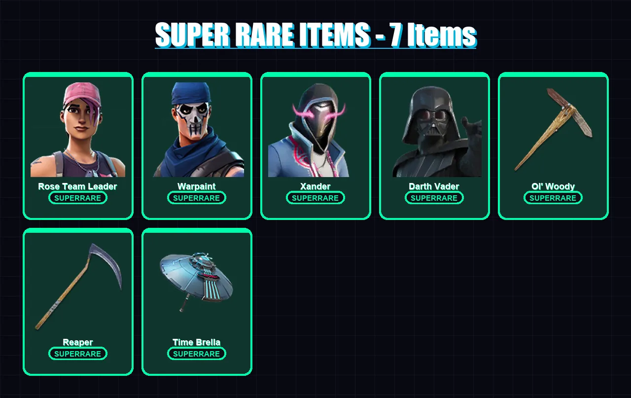 [PC/XBOX/PSN] | Rose Team Leader | Warpaint | Xander | Darth Vader | Deadpool | 73 skin | 78 pickaxe | 67 emote | 70 glider | Lv896