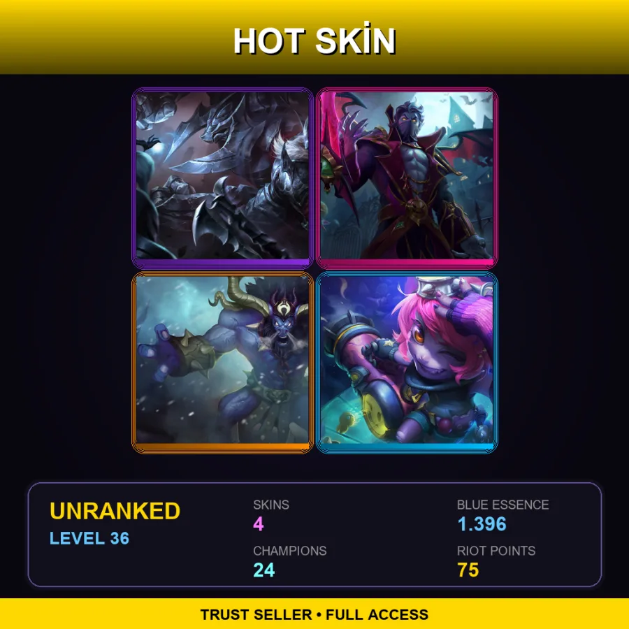 EUNE | Lv36 | Unranked | 4 Skin | 24 Champ — LoL account